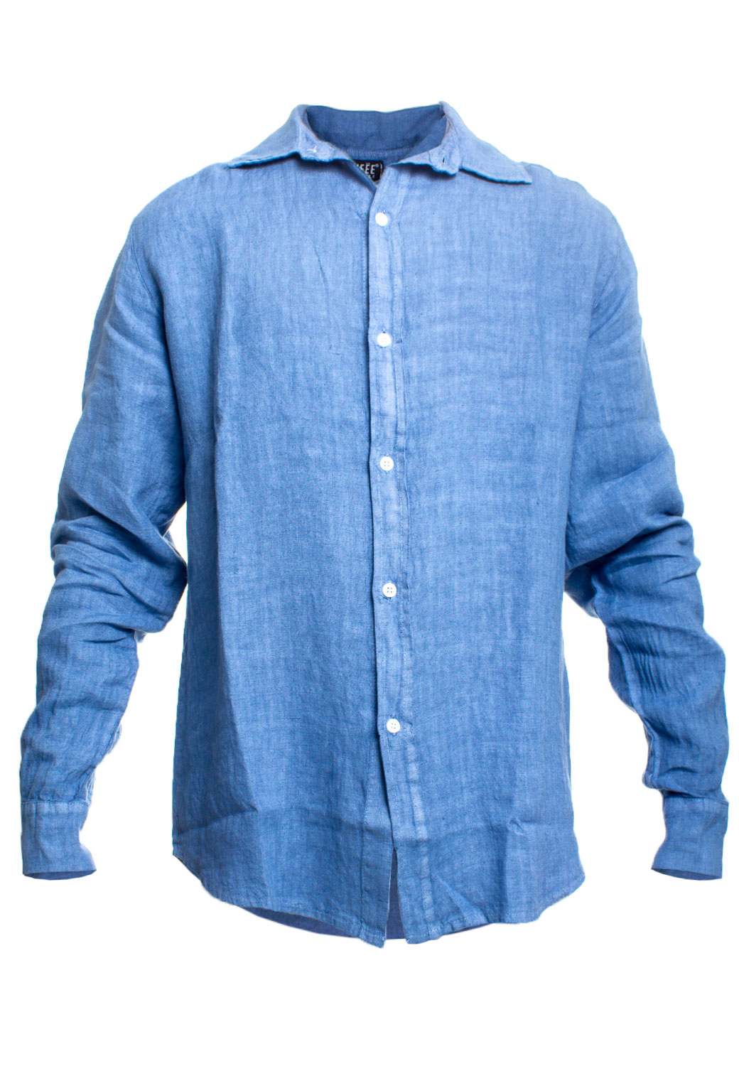 CAMICIA UOMO MANICHE LUNGHE COLLO ITALIANO 4tg, 100% LINO, MADE IN ITALY